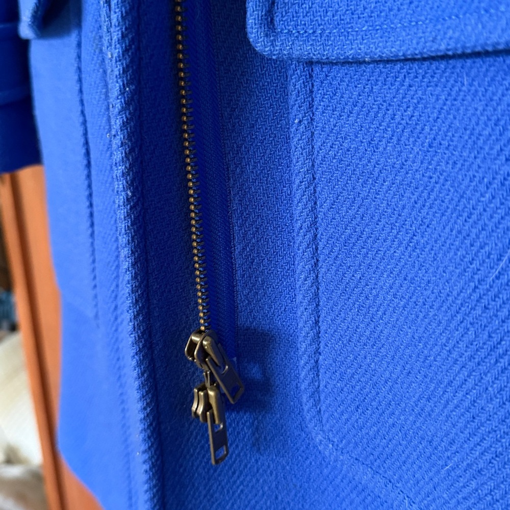J. Crew Bold Cobalt Blue Wool Stadium Coat - Picture 3 of 7